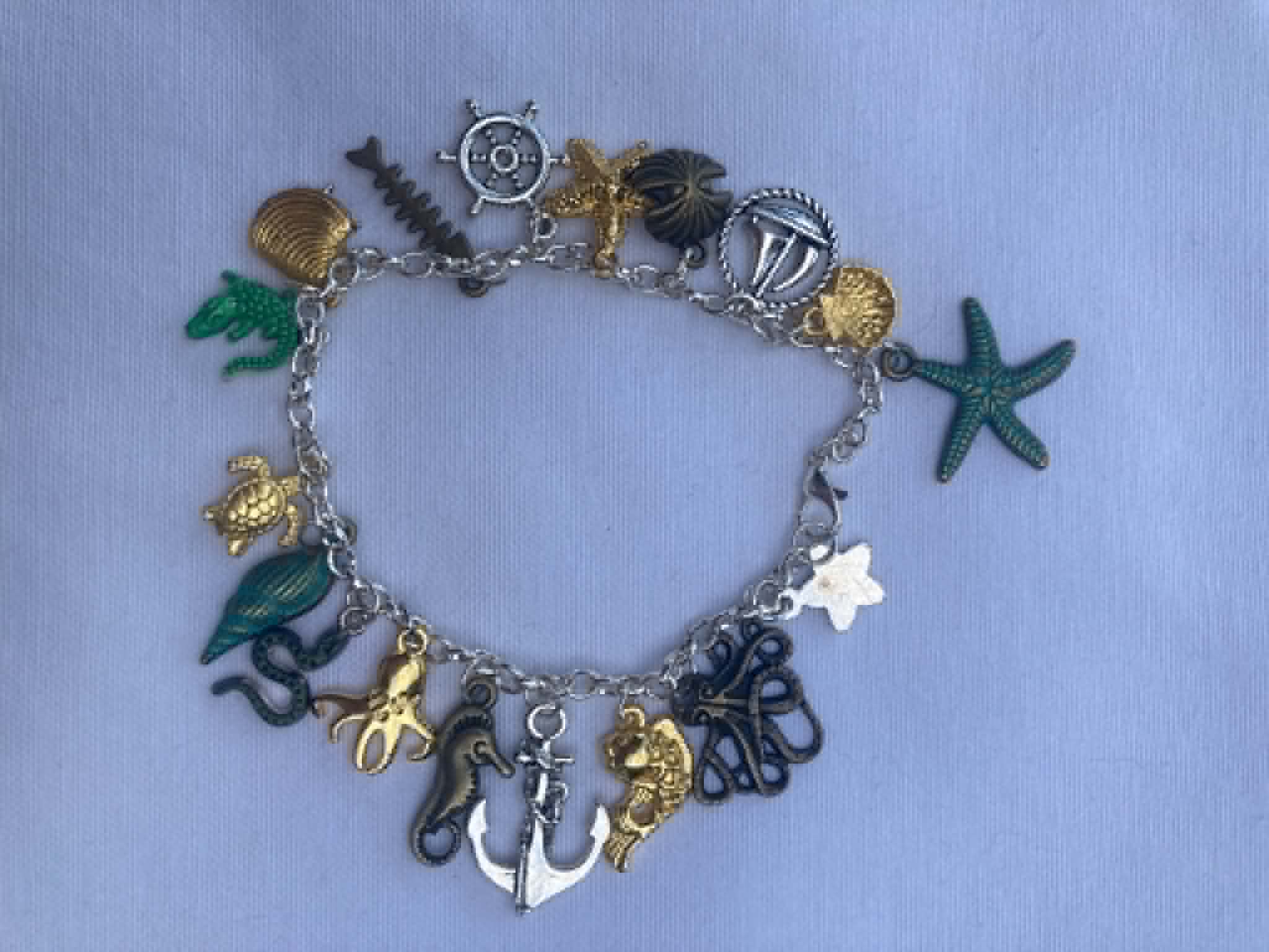 Mixed Metals Sea Charm Bracelet