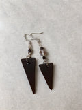 The Odd Pair earrings - black triangle stone drops with silver hardware