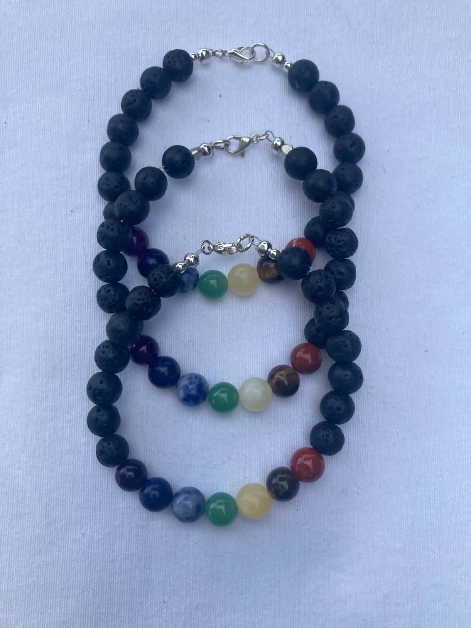 7 Stone Chakra Bracelet with Lava Stone