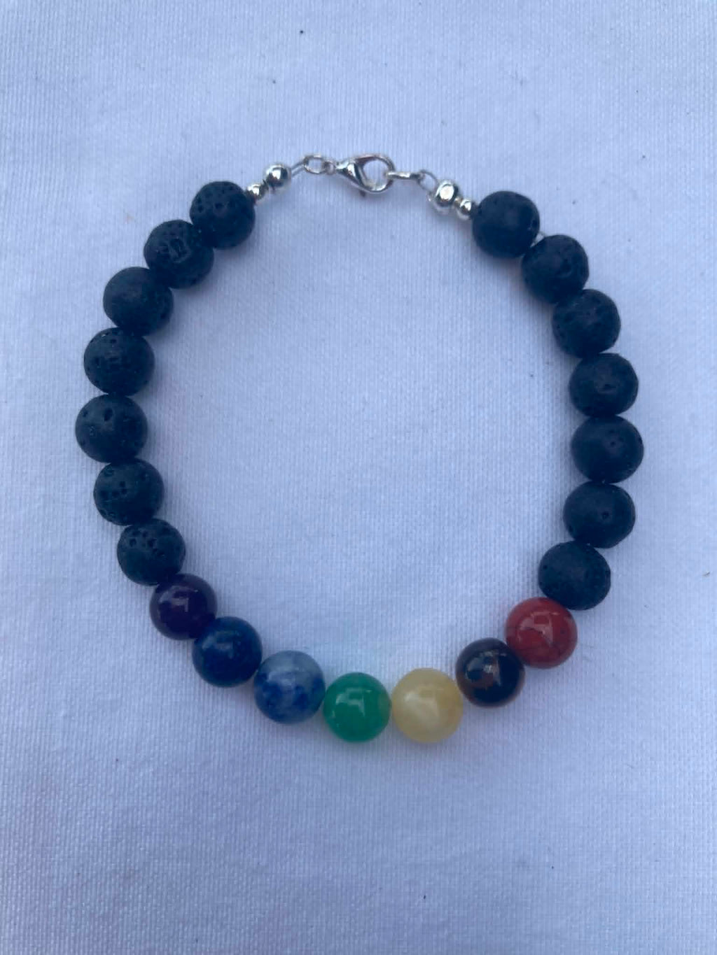 7 Stone Chakra Bracelet with Lava Stone