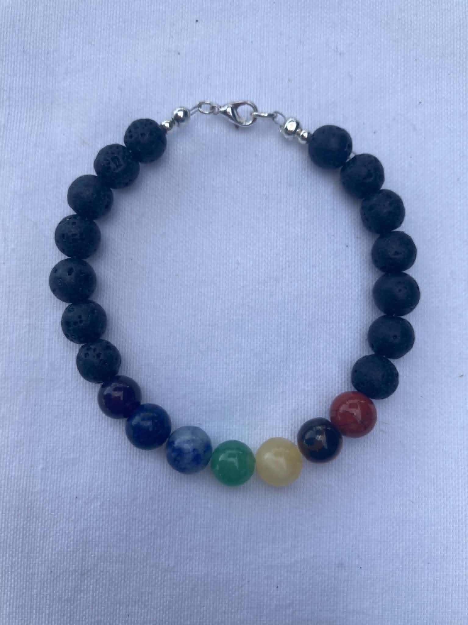 7 Stone Chakra Bracelet with Lava Stone