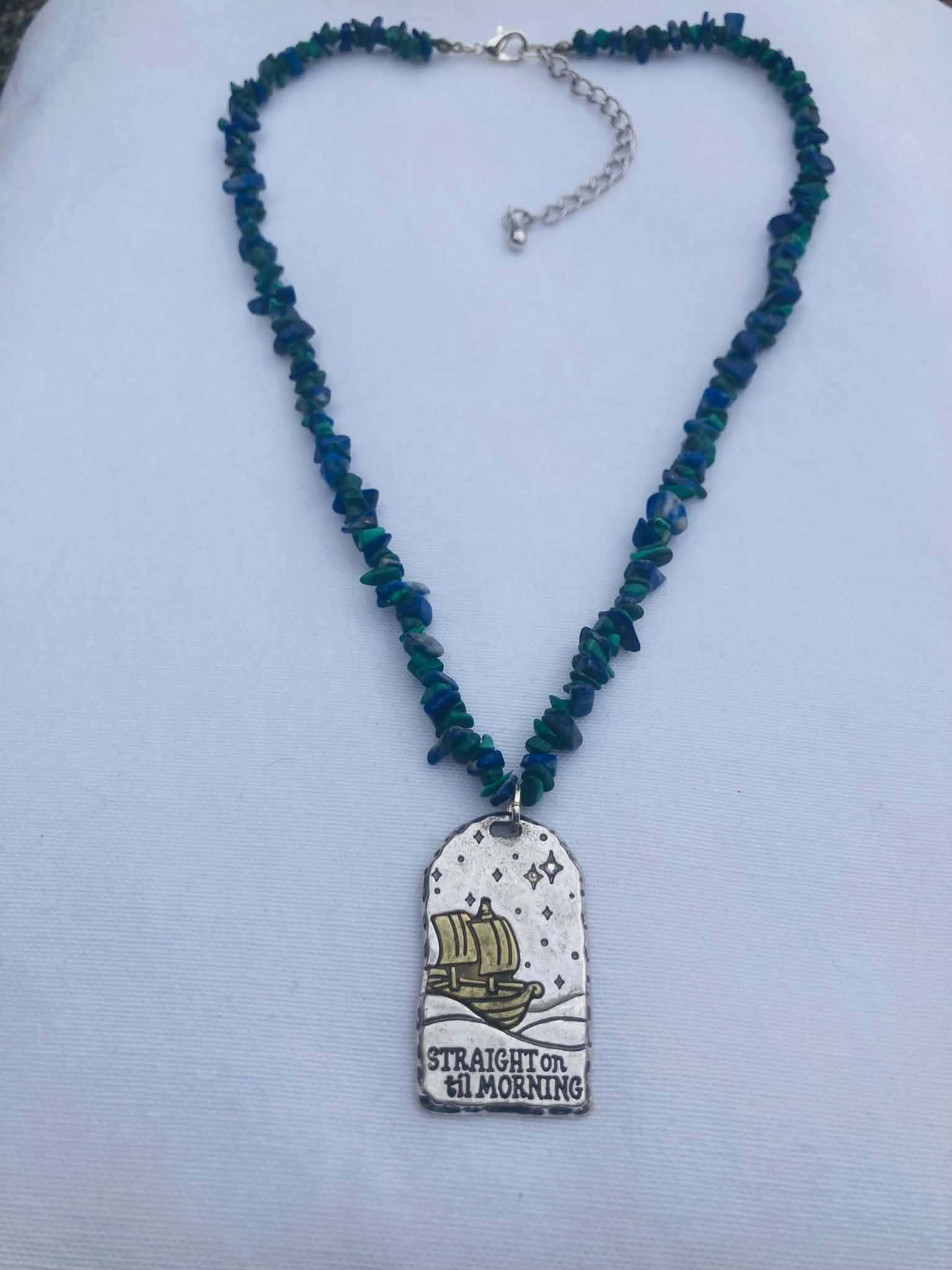 Peter Pan Mixed Metals & Azurite Stone Necklace