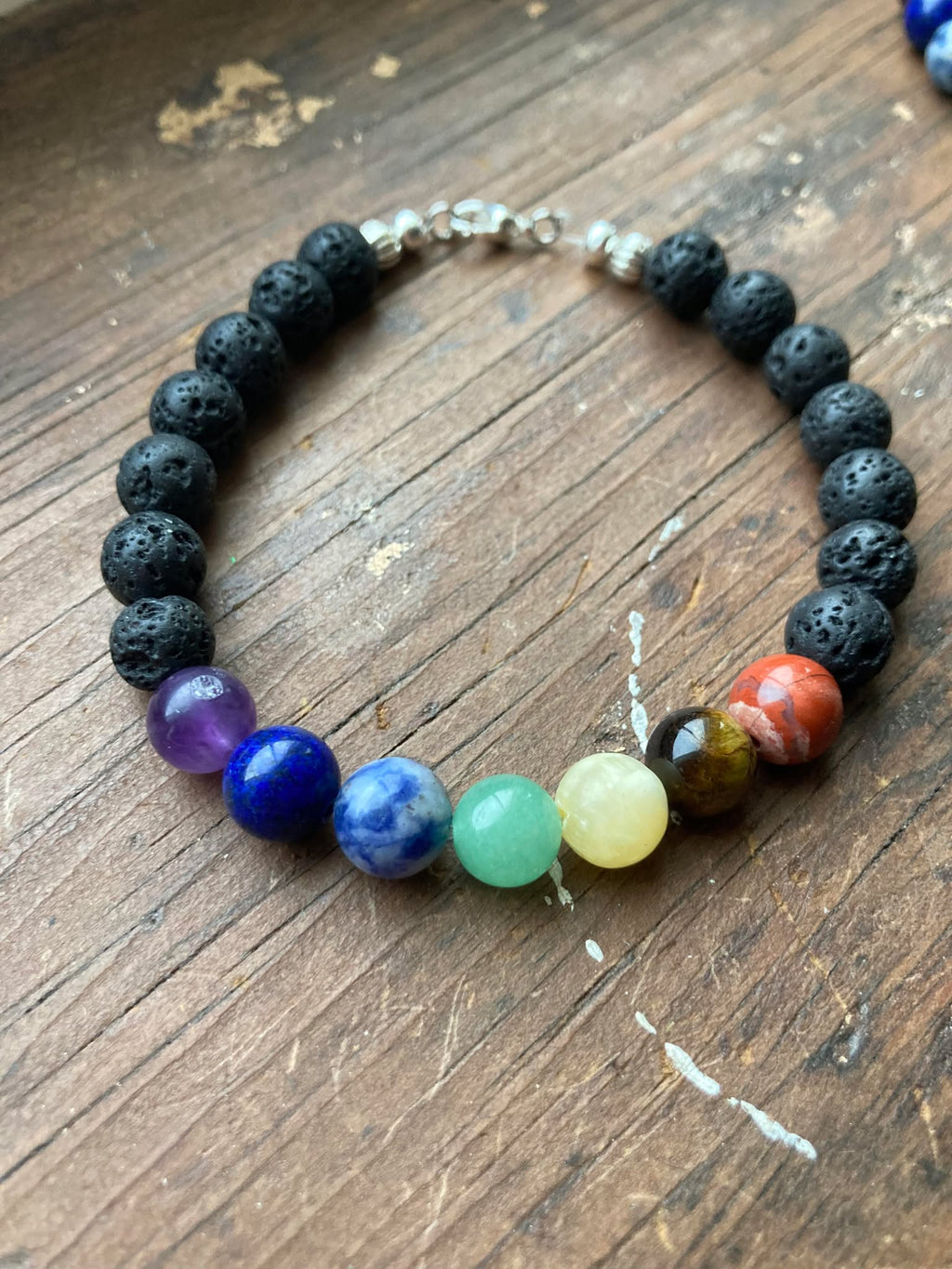 7 Stone Chakra Bracelet with Lava Stone