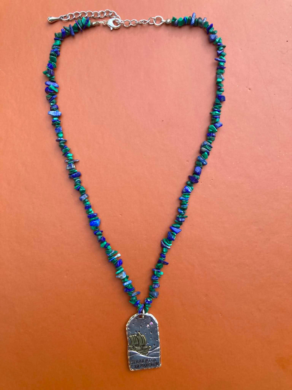 Peter Pan Mixed Metals & Azurite Stone Necklace