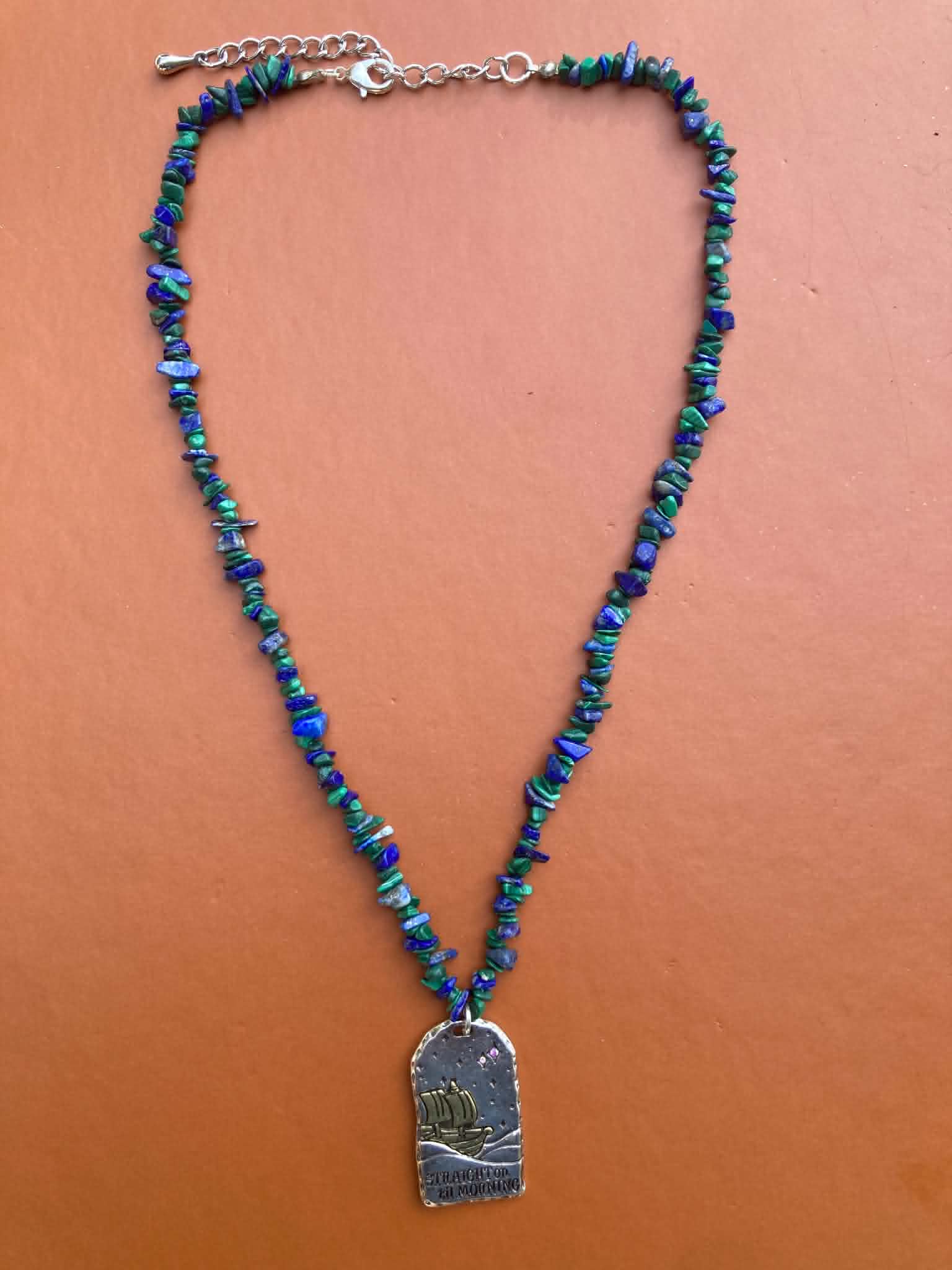 Peter Pan Mixed Metals & Azurite Stone Necklace