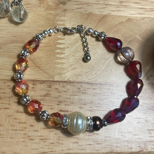 After Midnight Bracelet - Pearls and Czech Glass