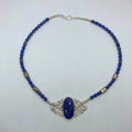 The Midnight Court Necklace - Lapis Lazuli & Blue Pearls Statement Necklace