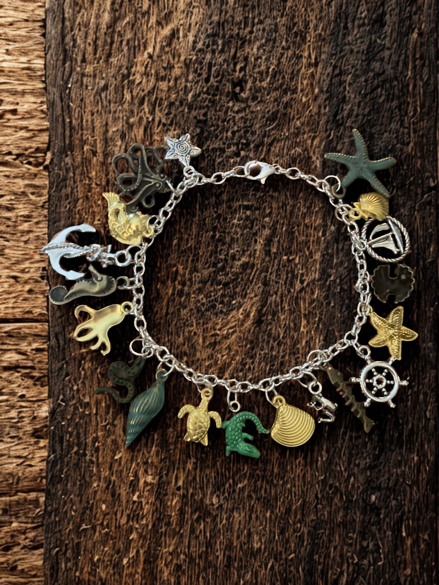 Mixed Metals Nautical Charm Bracelet