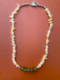 Citrine Chip & Lime Green Czech Glass Necklace & Earring Set