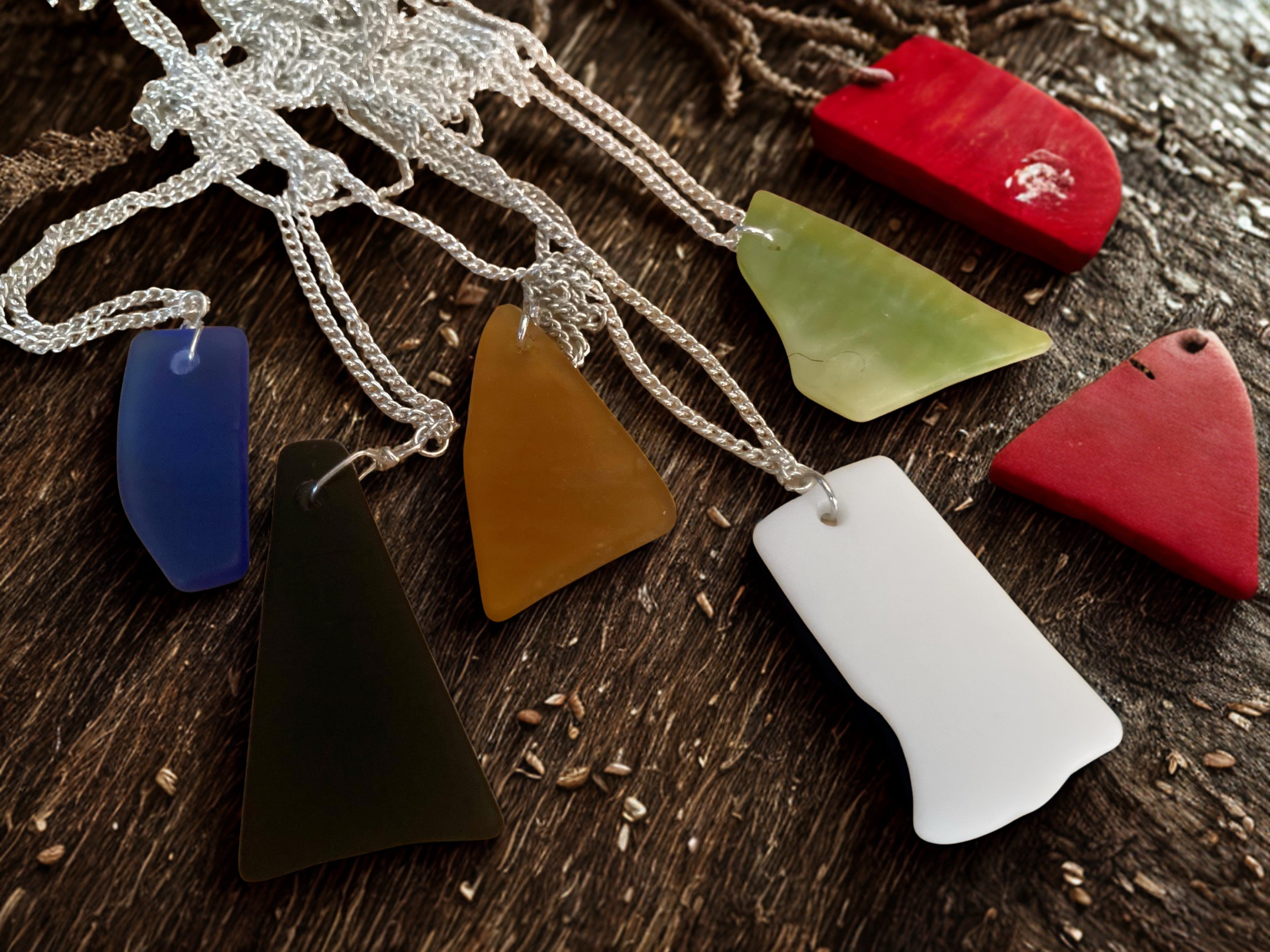 Recycled Glass Pendant Necklace on Silver Chain