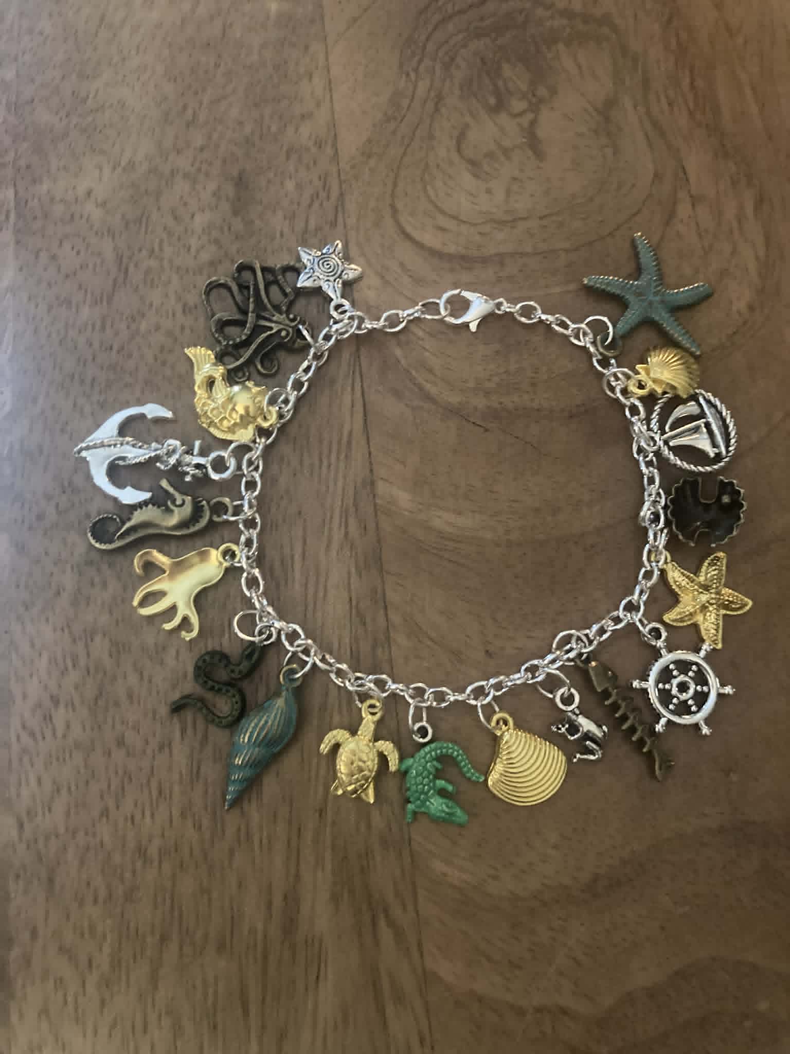 Mixed Metals Nautical Charm Bracelet