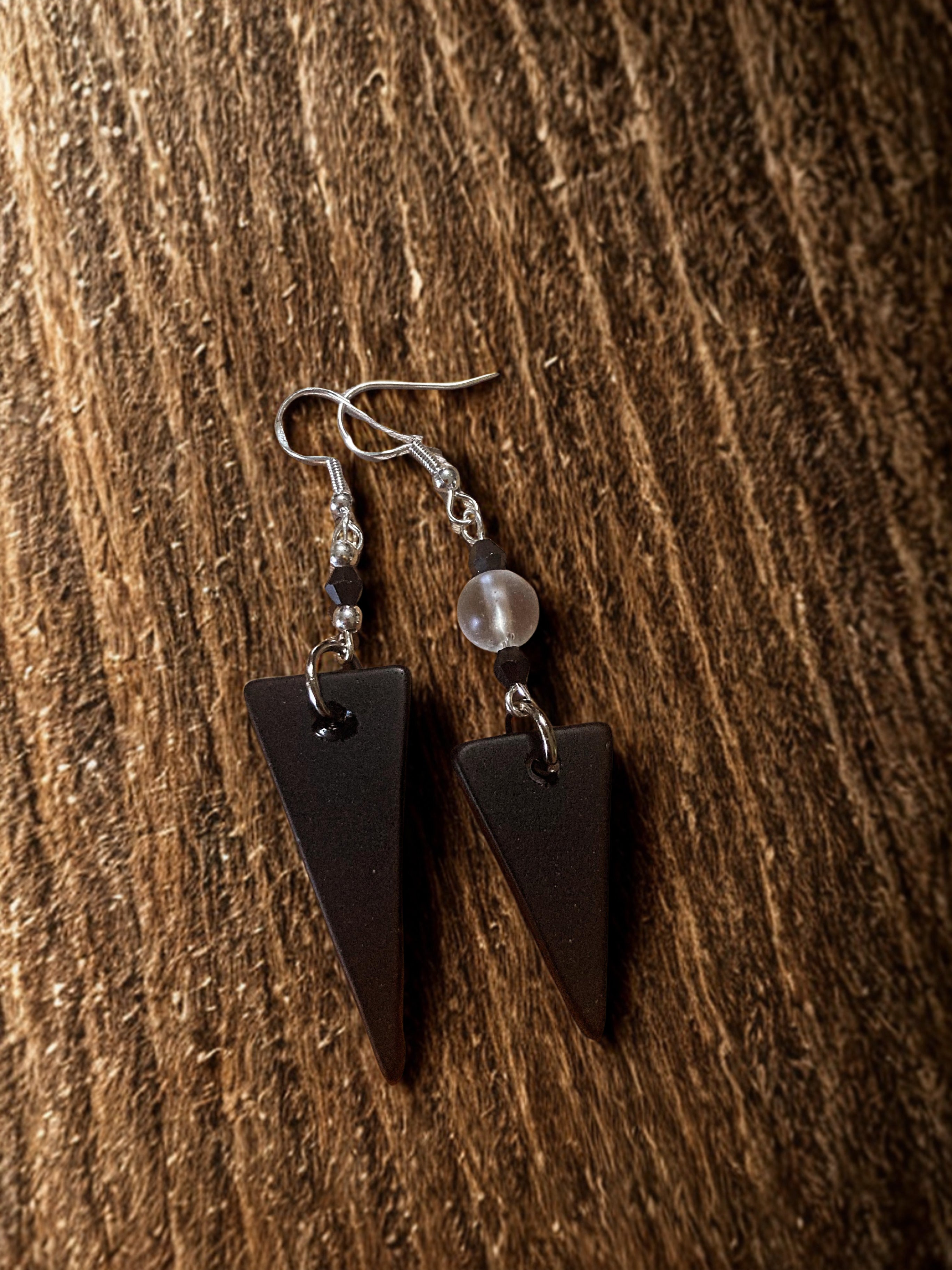 Mismatched Black Onyx & Recycled Glass Earrings