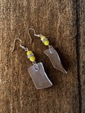 Lemon Yellow Faceted Czech Glass & Rhinestone Earrings