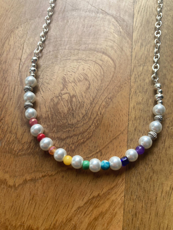 Rainbow Necklace in White