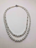 Silver Screen Necklace - Double Strand Pearls