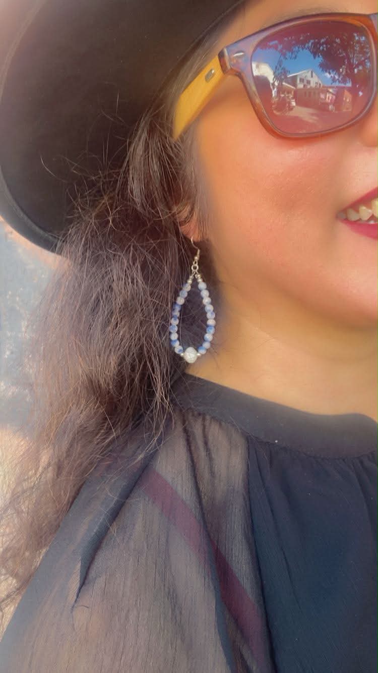 "Tide & Time" Blue Dolomite Jasper Hoop Earrings