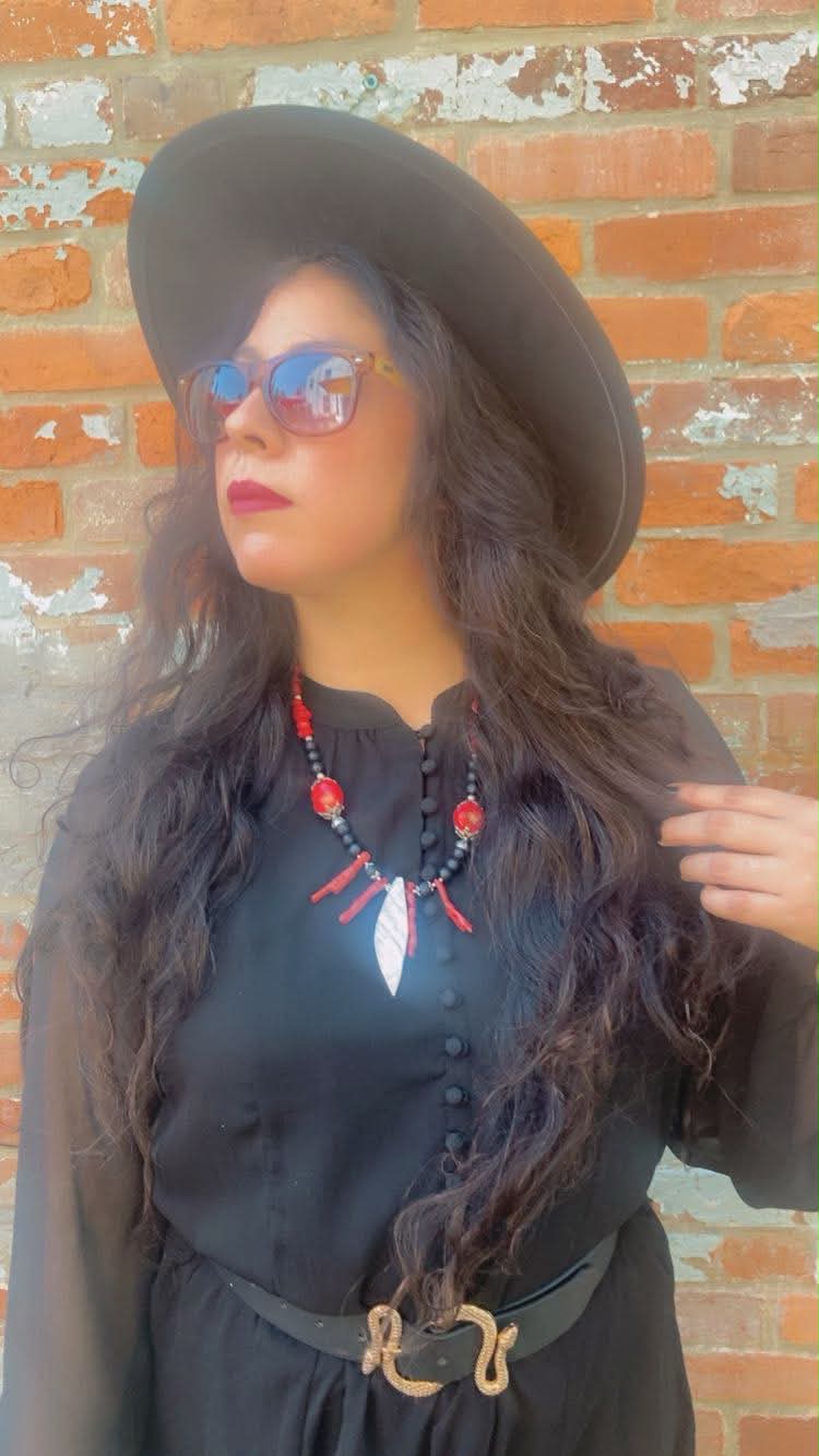 Bad Omen — Lava Stone, Dragon Coral & Mother-of-Pearl Statement Necklace